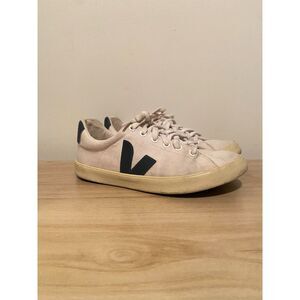 Veja Women’s Canvas Sneakers Size 7 White Navy Low Top Casual Shoes